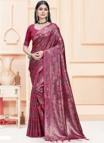 Sattin Silk Rani Pink Festival Wear Weaving Saree